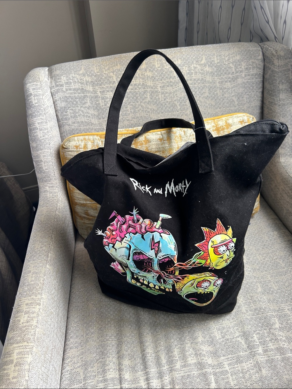 Rick and Morty Black Graphic Tote Bag BRAND NEW TAG QUICK NYC SHIPPING - Picture 7 of 16